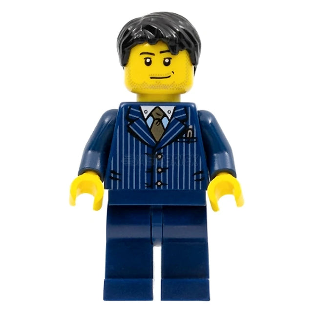 LEGO Minifigure - Male, Businessman - Pinstripe Jacket and Gold Tie, Smirk and Stubble (2015) [CITY]