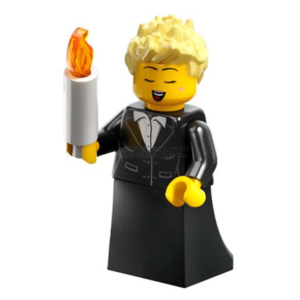 LEGO Minifigure - Carol Singer - Female, Black Suit Jacket, Candle [CITY]