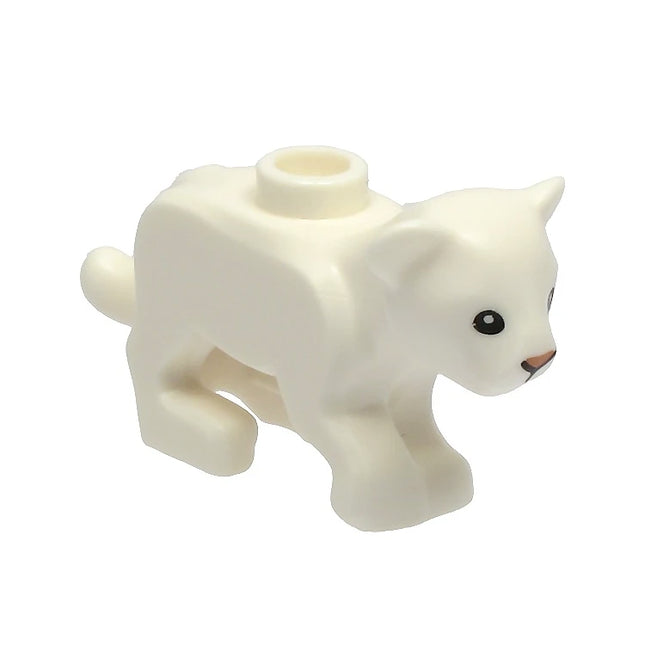 LEGO Minifigure Animal - Cat, Baby Cub with Black Eyes and Nougat Nose, White [77307pb02] 6341536