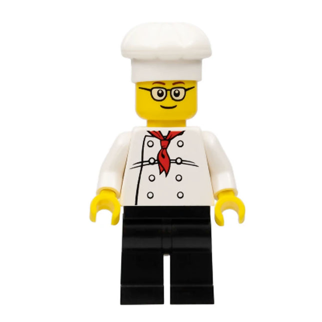 LEGO Minifigure - Male, Chef - White Torso with 8 Buttons, Black Legs, Glasses (2014) [CITY]