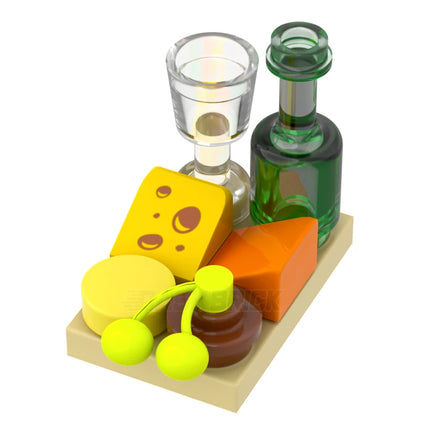 LEGO "Cheese & Wine Board" - Bottle, Glass, Cheeses, Grapes [MiniMOC]