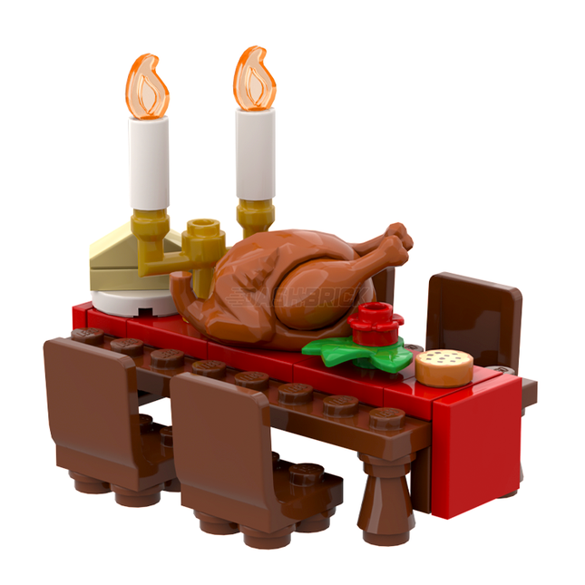 LEGO "Christmas Dinner" - Table, Chairs, Food, Candles [MiniMOC]