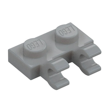 LEGO Plate, Modified 1 x 2, 2 U Clips (Horizontal Grip), Light Grey [60470b] 6337268