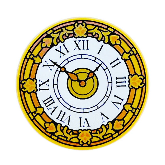 LEGO Minifigure Accessory - Tile, Clock Large, Copper and Gold Hands, Roman Numerals (Round 3 x 3) [67095pb085] 6523304