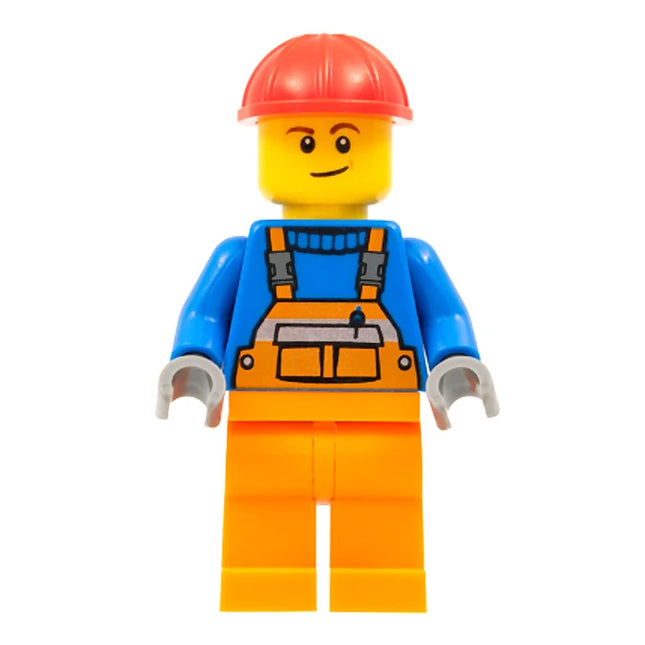 LEGO Minifigure - Male, Construction Worker, Overalls, Helmet, Lopsided Smile (2017) [CITY]