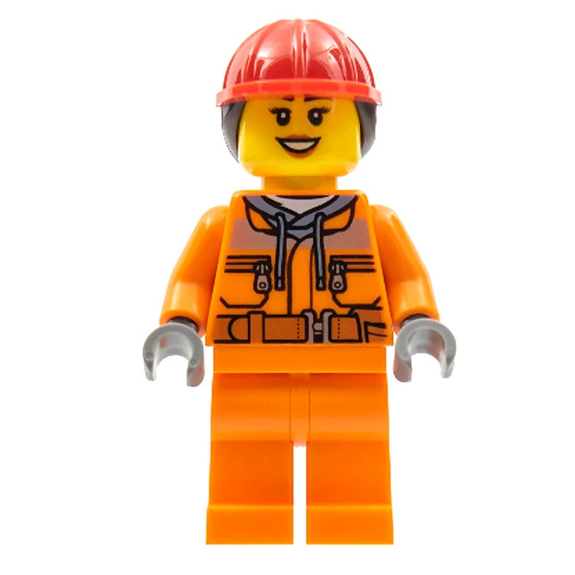 LEGO Minifigure - Female, Construction Worker, Safety Jacket, Helmet, Ponytail Hair (2015) [CITY]
