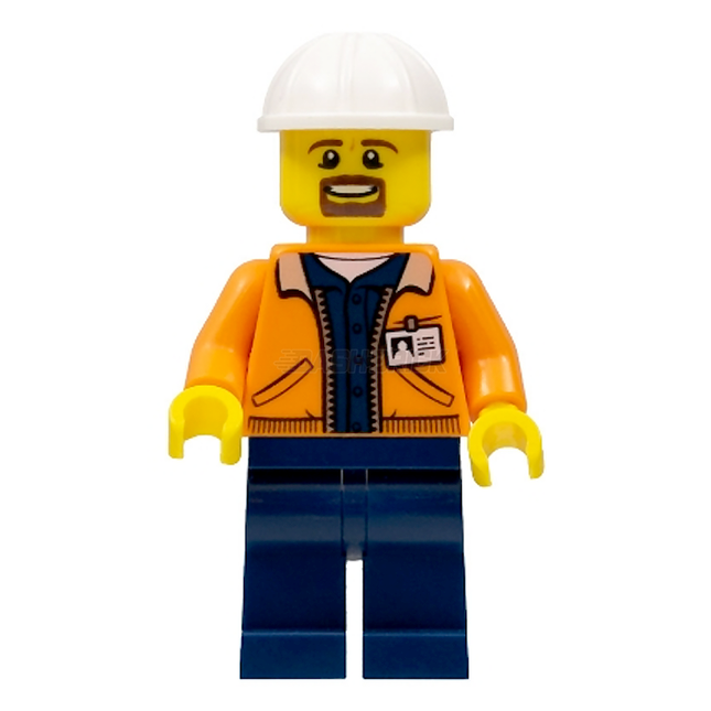 LEGO Minifigure - Male, Miner, Equipment Operator with Beard (2018) [CITY]