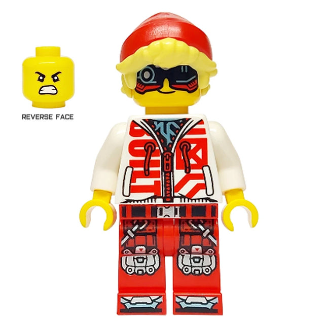LEGO Minifigure - Cooper - Black Visor, White Hoodie, Red Legs (2025) [DREAMZzz]