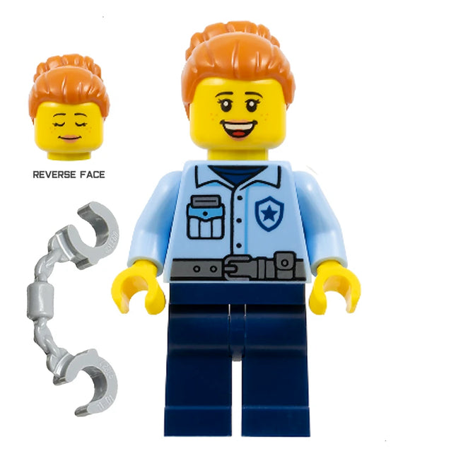 LEGO Minifigure - Female, City Police Officer, Dark Orange Hair with Bun, Freckles (2025) [CITY]