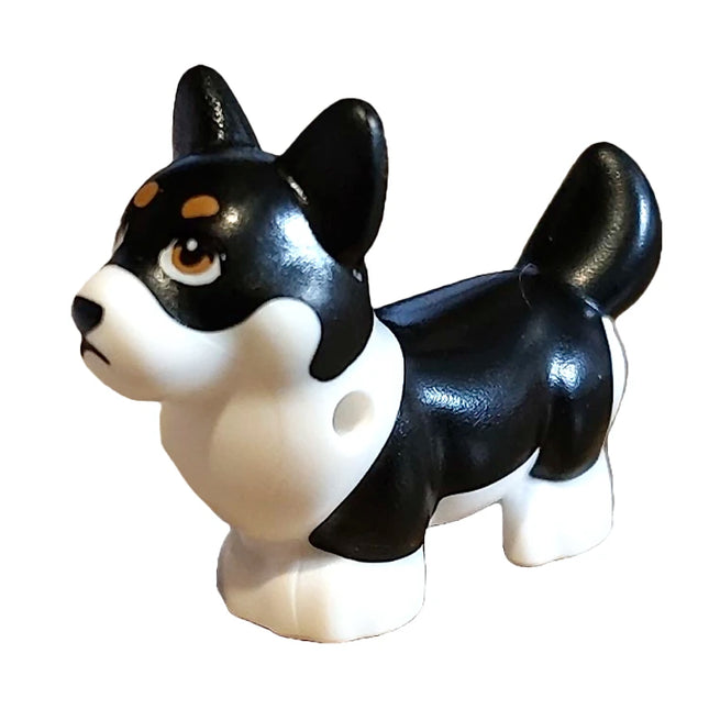 LEGO Minifigure Animal - Dog, Corgi "Peaches", Black & White [109845pb01]