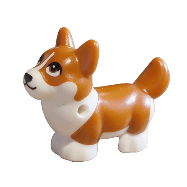 LEGO Minifigure Animal - Dog, Corgi "Waffles", White & Dark Orange [109845pb02]