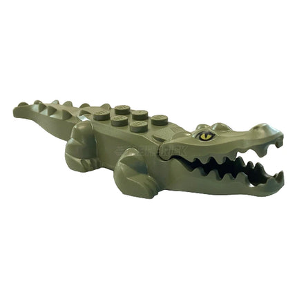 LEGO Minifigure Animal - Crocodile/Alligator, Printed Eyes, 20 Teeth, Olive Green [18904] 18904c06pb01