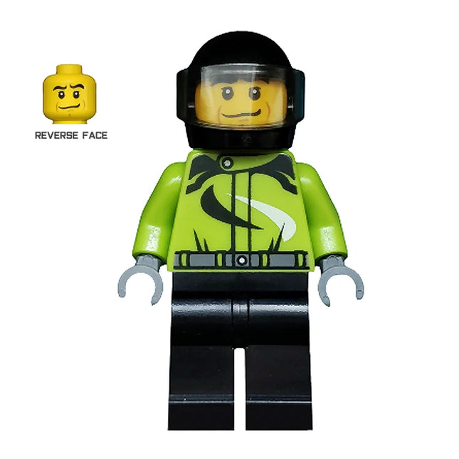 LEGO Minifigure - Male, Driver, Racing Suit, Smile (2014) [CITY]