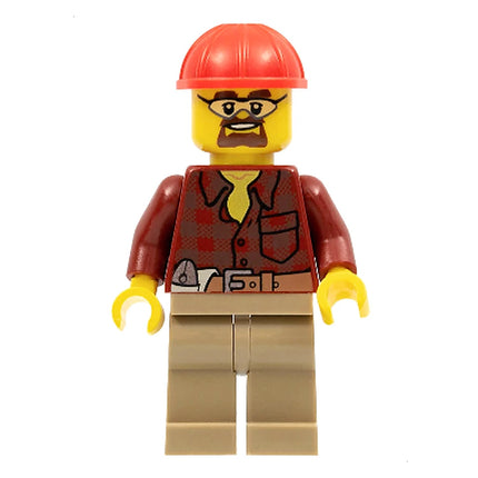 LEGO Minifigure - Male, Construction Worker, Flannel Shirt, Helmet, Goggles (2015) [CITY]
