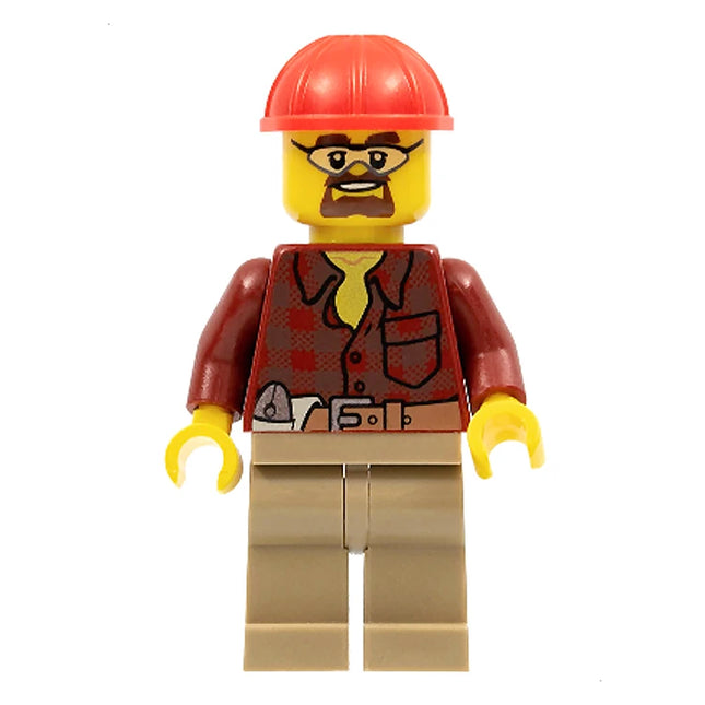 LEGO Minifigure - Male, Construction Worker, Flannel Shirt, Helmet, Goggles (2015) [CITY]