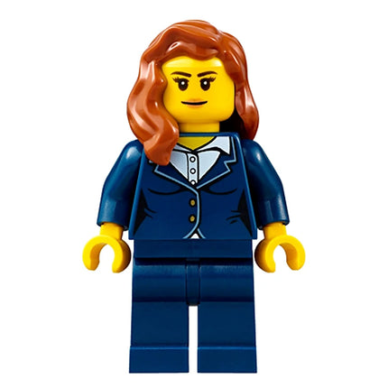 LEGO Minifigure - Female, Businesswoman, Dark Blue Pants Suit, Hair over Shoulder (2016) [CITY]