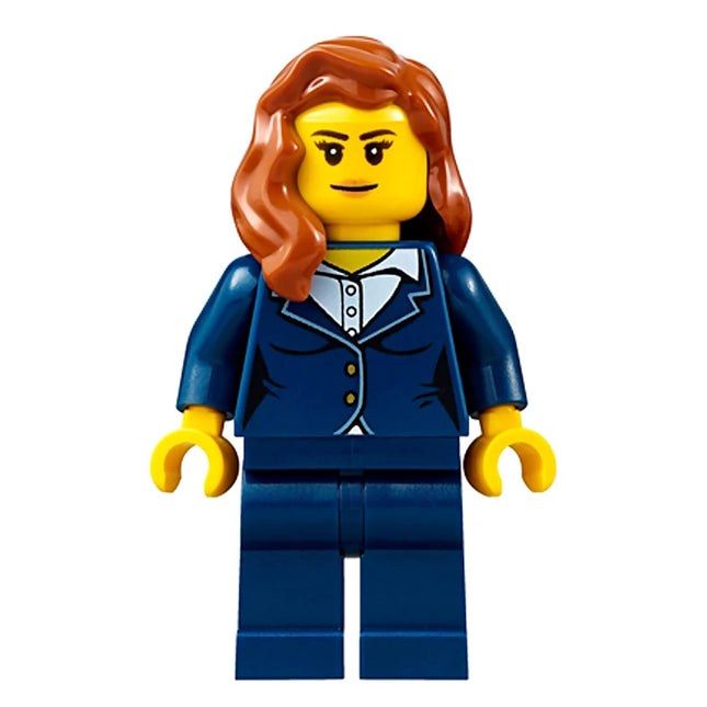 LEGO Minifigure - Female, Businesswoman, Dark Blue Pants Suit, Hair over Shoulder (2016) [CITY]