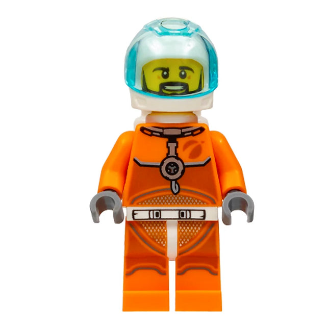 LEGO Minifigure - Male, Astronaut - Orange Spacesuit, Visor, Black Angular Beard (2019) [CITY]