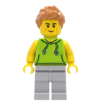 LEGO Minifigure - Male, Lime Sleeveless Hoodie, Medium Nougat Hair [CITY]