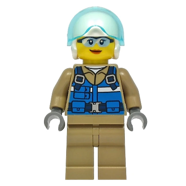 LEGO Minifigure - Female, Wildlife Rescue Pilot - Blue Vest, White Helmet (2021) [CITY]