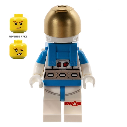 LEGO Minifigure - Lunar Research Astronaut - Female, White and Dark Azure Suit, Gold Visor, Freckles [CITY]