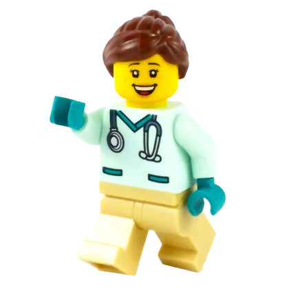 LEGO Minifigure - Female, Doctor/Veterinarian, Light Aqua Scrubs, Ponytail (2023) [CITY]