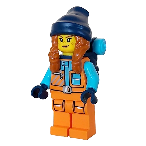 LEGO Minifigure Female, Arctic Explorer, Orange Jacket, Backpack
