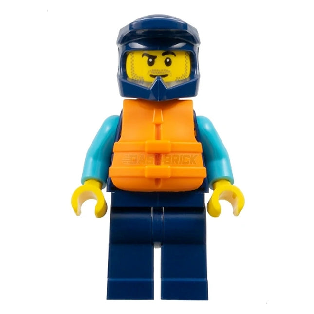LEGO Minifigure - Male, Water Scooter Driver, Diving Suit, Helmet, Life Jacket, Smirk (2023) [CITY]