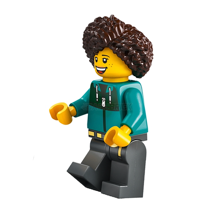 LEGO Minifigure - Female, Jacket, Dark Bluish Gray Legs, Dark Brown Hair [CITY]