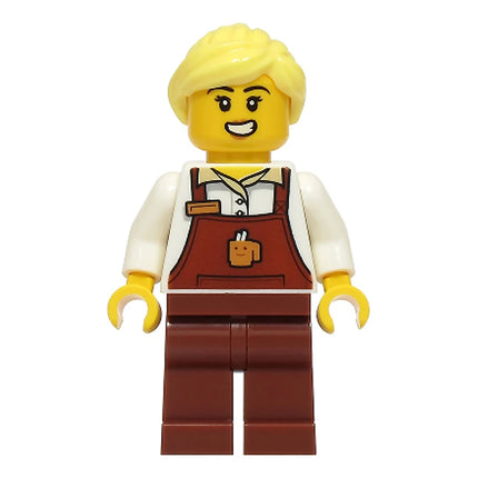 LEGO Minifigure - Female, Barista, Ponytail, Smile, Coffee/Cafe Worker (2025) [CITY]