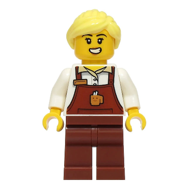 LEGO Minifigure - Female, Barista, Ponytail, Smile, Coffee/Cafe Worker (2025) [CITY]