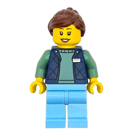 LEGO Minifigure - Female, Delivery Worker, Bodywarmer over Sand Green Sweater (2026) [CITY]