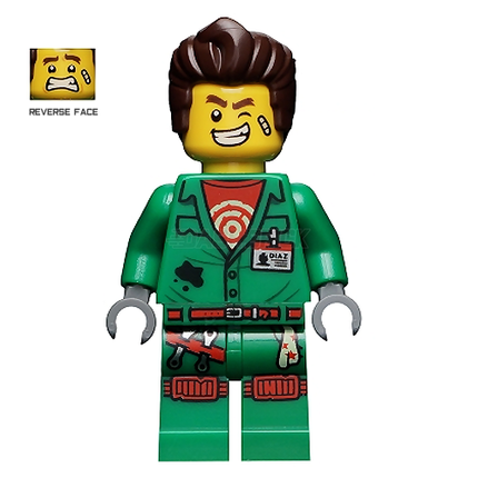 LEGO Minifigure - Engineer, Green Coveralls (Douglas Elton / El Fuego) [HIDDEN SIDE]