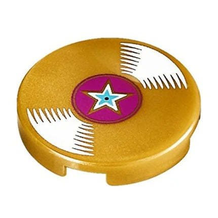 LEGO Minifigure Accessory - Tile, Vinyl Record, Disc, Star, Pearl Gold [14769pb050]
