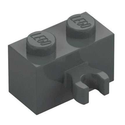 LEGO Brick, Modified 1 x 2, Open O Clip Thick (Vertical Grip), Dark Grey [30237b] 6335306
