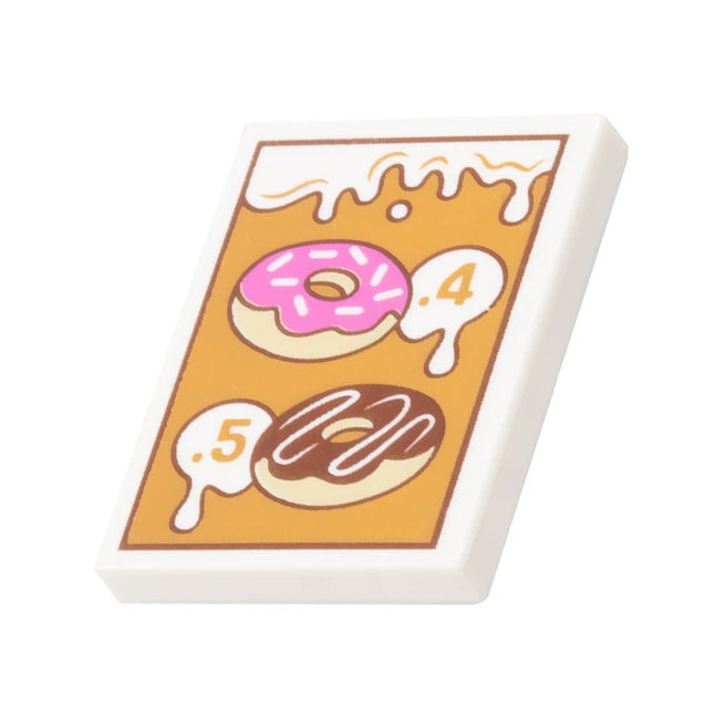 LEGO Donut Menu Sign, Tile, 2 x 3, White [26603pb475] 6519476