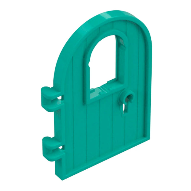 LEGO Door 1 x 4 x 6 Round Top with Window and Keyhole, Reinforced Edge, Dark Turquoise [64390] 6376311