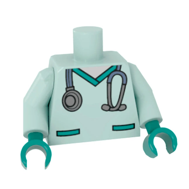 LEGO Minifigure Part - Torso, Doctor, Hospital Scrubs, Stethoscope [973pb4354c01] 6352891
