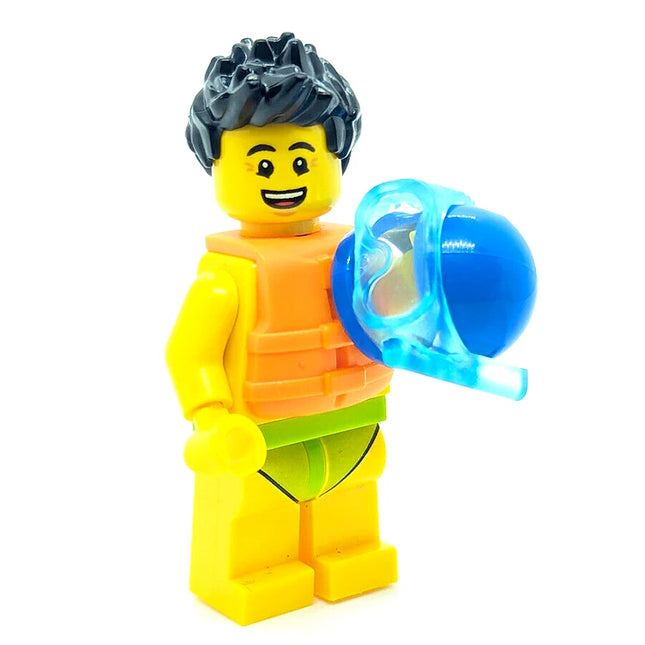 LEGO Minifigure - Male, "Sudsy Simon" Swimmer, Duck Tattoo on Back [CITY]