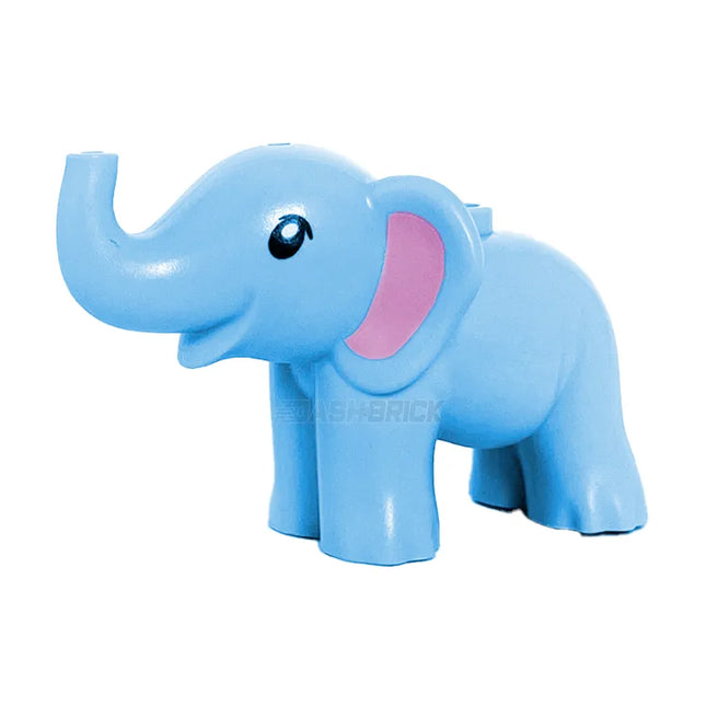 LEGO Minifigure Animal - Elephant, Baby, Pink Inner Ears, Bright Light Blue [67153pb01] 6302003