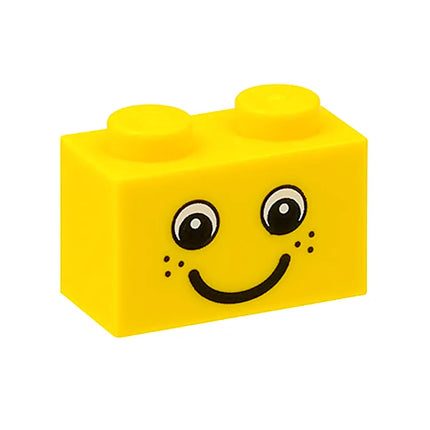 LEGO Brick 1 x 2 with Eyes, Freckles and Smile, Yellow [3004pb085] 4569078