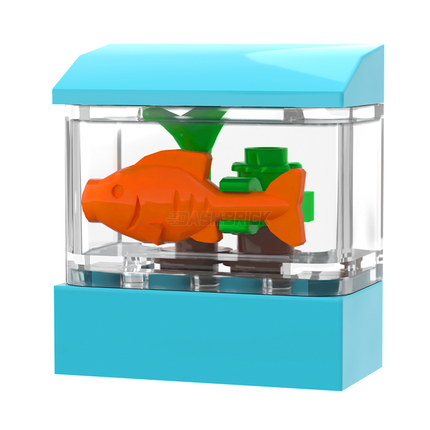 LEGO "Tropical Fish Tank" - Orange Fish, Azure Frame [MiniMOC]