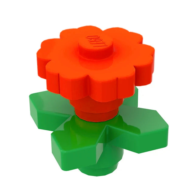 LEGO Plant Flower 2 x 2 Rounded, Leaves - Angular, Red [98262 + 4727] 6000020 4143562