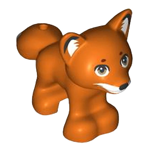 LEGO Minifigure Animal - Fox, Black Nose, Dark Tan Eyes, Reddish Orange [19532pb07]