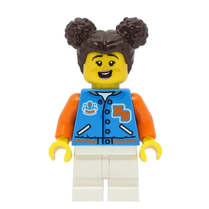 LEGO Minifigure - Child - Girl, Sports Jacket, Medium Legs, Hair with Buns, Freckles (2022) [CITY]