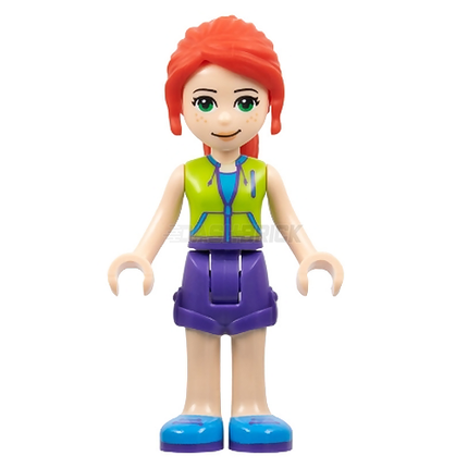 LEGO Minifigure - Friends Mia - Dark Purple Shorts, Lime Jacket Top, Red Hair [FRIENDS]