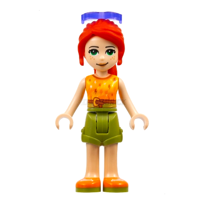 LEGO Minifigure - Friends Mia - Olive Green Shorts, Top with Lightning Bolts, Orange Shoes, Sunglasses [FRIENDS]