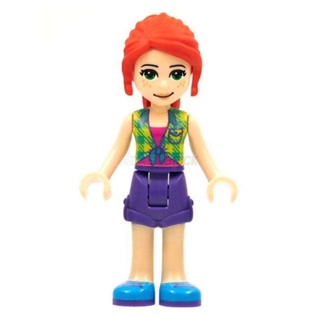 LEGO Minifigure - Friends Mia - Lime Plaid Shirt, Dark Purple Shorts [FRIENDS]