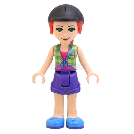 LEGO Minifigure - Friends Mia - Lime Plaid Shirt, Dark Purple Shorts, Riding Helmet [FRIENDS]