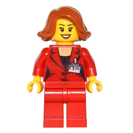 LEGO Minifigure - Press Woman, Reporter, Red Suit [CITY]